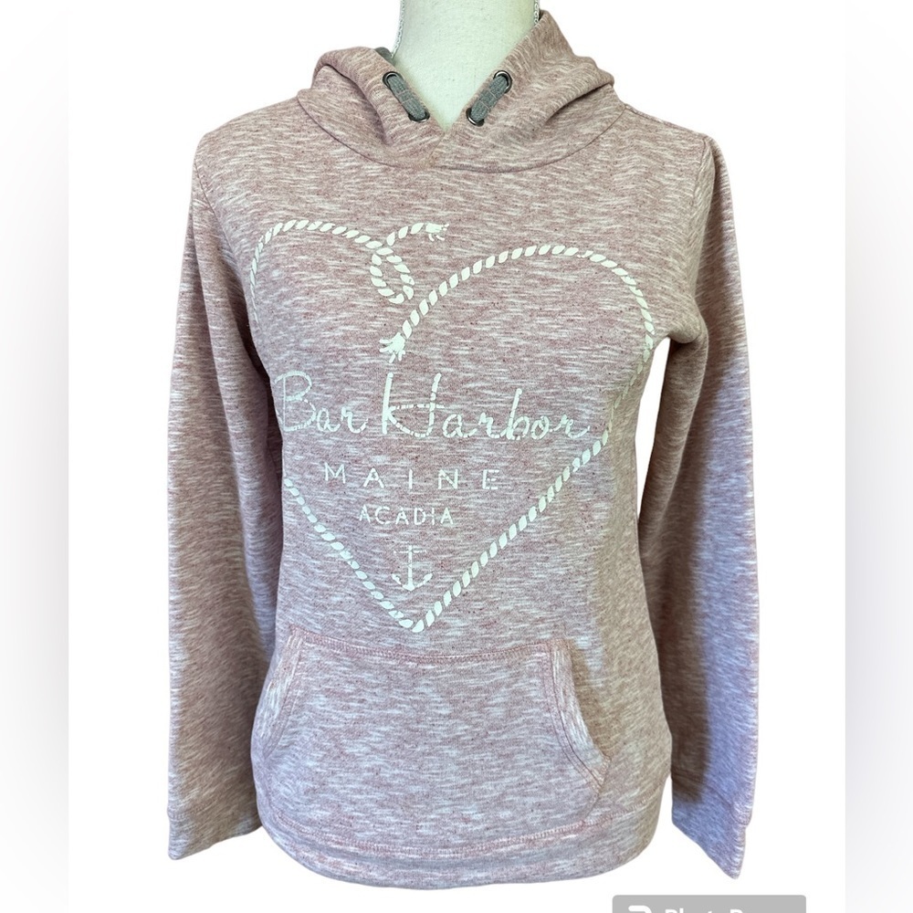 Vacationland Wear Graphic Hooded Sweatshirt Heathered Red w Kangaroo Pocket S